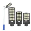 Integrazione lampione solare 400W 600W 800W Lampada da esterno a led con telecomando Sensore di movimento impermeabile Ip65 6500K Luce diurna Floo Dh4Yu