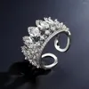 Bröllopsringar Rakol Luxury White Cubic Zirconia Crystal Double Layer Geometric for Women mode justerbara ring födelsedagspresenter smycken