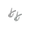 Brincos nas costas Ouro 18K (sem furos) Autêntico Prata Esterlina 925 Crossover Pavimentado CZ Ear Cuff Clip Jóias C-G5564