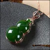 Pendentif Colliers Jade Jasper Gourde Collier Rétro Unique Ancien Or Artisanat Charme Femmes Sier Bijoux Vintage Pour Femmes Carshop2006 Dhiws