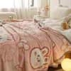 Koce bonenjoy ciepły koc na zimę miękkie koralowe polar thow kreskówkowy styl bedspread króliki nadrukowane sofa w kratę