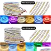 Led Strips Strip 5050 5054 2835 Smd Waterproof Ribbon Diode 12V Flexible Tape Light 60/120Leds/M Lights For Room Decor 5M/Roll Drop Dh0Nb