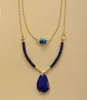 Подвесные ожерелья модный синий натуральный камень подвеска Lapis 2 слоя короткие ожерелья уникальные дискуссии с модными драгоценными камнями.