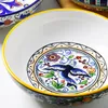 Tigelas tigelas Europeias e americanas Creative Ceramic Sopa Plate pintado à mão Pintado a 8 polegadas Deep Western Tabelware Reound Dish Salad Bowl