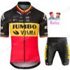 Ställer in barnen 2023 Jumbo Vima Belgian Jersey Set pojkar flickor cykelkläder barn vägcykel kostym mtb maillot ropa 230206