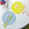 Plates Po Prop Plate INS Floral Plastic Plaid Display Tray Key Jewelry Gadget Storage Dessert Fruit Decoration Ornaments