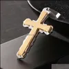 H￤nghalsband toppkvalitet rostfritt st￥l tv￤rbibelvers kristen Jesus Crucifix Biker Chain for Women Men Titanium Drop Del Otlp3
