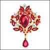 Pins Brooches Vintage Style Big Water Drop For Women Jewelry Colorf Flower Brooch Pin Rhinestone Crystal Broach Wedding C3 Delivery Dhwcm