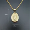 Pendant Necklaces Virgin Mary Pendant Necklace for Women Girls Gold Color Our Lady Christian Jewelry Madonna Iced Out Stainless Steel Chains G230206