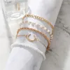 Link Armbänder Kette Persönlichkeit Mond 5-teiliges Set Reis Perle Frauen Charme Armreif Trend Schmuck Kent22