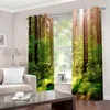 Gardingrön skog gardiner sovrum vardagsrum vindtätt förtjockning blackout tyg 3d