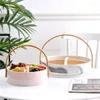 Plates Nordic Creative Ceramic Fruit Plate Modern Living Room Home Portable Dried Candy Box Basket With Handle