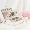 Storage Boxes Portable Jewelry Girl PU Leather Earring Ring Necklace Organizer Case Zipper Display Pouch Accessories