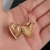 Pendant Necklaces Fnixtar Mirror Polish Stainless Steel Love Heart Photo Frame DIY Memory Locket Pendant Necklace 10pieces/lot G230206