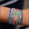 Lien Chaîne Boho Tissé À La Main Mtilayer Perles Bracelet Pour Les Femmes Réglable Ethnique Armure Ronde Perlée Rétro Mode Bijoux Cadeau Drop D Dhj7F