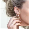 Boucles d'oreilles en alliage de Zinc pour femmes, manchette d'oreille, grand cercle, Simple, diamant, étoile, or, grand cercle, bijoux, cadeau, livraison directe, Dhx4G