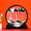 Moving Sand Art Picture Round Glass 3D Hourglass Deep Sea Sandscape In Motion Display Flowing Sand Frame 7 12inch For home Decor 220406