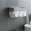 Badtillbehör Set väggmonterad tandborstehållare med 3 koppar badrum lagringsställets tillbehörshylla
