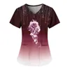 Women's Blouses Thin T Shirts Women Fashion Print Short Sleeve With Pockets V Neck Blouse Tops Turtle Top For Pack