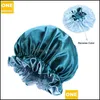 Bonnet / Crâne Casquettes Soie Bonnet De Nuit Chapeau Double Côté Porter Femmes Tête Er Sommeil Satin Bonnet Pour Beautif Cheveux Réveil Parfait Vente Quotidienne 8 Dh4F7