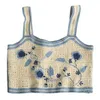 Tanques de mujeres Camis Mujeres Vintage Crochet Crochet Camiseta sin mangas Carry Tank Bordery Beading Floral Hojas Floral Vest Color Blou