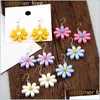 Dangle Chandelier Unique Design Personality Resin Daisy Pendant Earring For Women Girls Fashion Colorf Flowers Drop Jewelry Gift D Dhyts