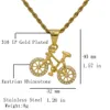 Pendentif Colliers Punk Iced Out CZ Vélo Pendentif Collier En Acier Inoxydable 316L Cool Or Couleur Corde Chaîne Pour Hommes Garçons Bijoux Cadeaux G230206