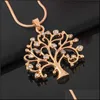 Pendant Necklaces Hip Hop Jewelry Elegant Crystal Gold Color Statement Long Chain Necklace Tree Of Life Necklac Yzedibleshop Drop De Dhfvq