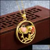 Pendant Necklaces Sand Gold Gilding Lotus Fish Tranquility And Peace Plate Round Necklace Carshop2006 Drop Delivery Jewelry Pendants Dhnfz