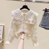 Kvinnor BLOUSES Fashion Lace Chiffon Shirt Spring Autumn Doll LAPEL LANTERTHELESS