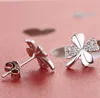 Stud -oorbellen 1 PCS Trendy Lucky Clover Crystal Screw Back for Women Plant Style Ms. Jewelry