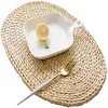 Table Mats 1PC Straw Placemats Oval Rattan Dining Natural Handmade Pad Mat Tablemat Kitchen Accessories 30 45cm
