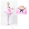 Stage Wear Top Selling Girls Ballerina Dance Tutu Pink Long Sleeve Cotton Lycra Skirted Leotard For Performance A0026