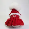 Dog Apparel Winter Warm Pet Santa Cloak Dress Christmas Cat Cotton Clothes Jumpsuit Couple Outfit For