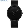 2021 Crrju Top Brand Luxury Mens Watches Quartz Watch Men 캐주얼 슬림 메쉬 강철 방수 스포츠 손목 시계 relogio masculino mon276a