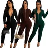 Frauen Overalls Designer 2023 Neue Empfohlen Solide Strick Plaid Zwei Weg Zipper Strampler 3 Farben