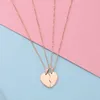 Pendant Necklaces Nouveau 10 paires/lot coeur brisé couture pendentif collier miroir poli acier inoxydable coeur bricolage personnalisé BFF colliers G230206