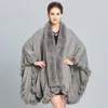 Szaliki 2023 Moda Zimowa imitacja futra i peleryny dla kobiet duże szalę Okup kaszmirowy paszmina żeńska bufanda mujer