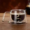 Tassen Doppelschicht Glas Kaffeetasse Tasse Borosilikat Wasserflasche Chinesischer Tee Modedesign Hitzebeständiger Griff