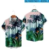 Mäns casual skjortor Hawaiian Tress tryck semester strandkläder blå toppar med fickor sommar plus sizemen's