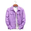 Men's Jackets Top Denim Men Women Clothes 2022 Autumn Fashion Cowboy Coat Spliced purple orange Loose Jean Y2302