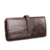 Wallets Genuine Leather Wallet Men Top Grain Cow Purse Male With Card Holders Note Compartment Long Men's Brown