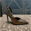 New Slingback Sandals Evening Shoes genuine suede Inlay drill110mm pumps Women Heeled Dress Shoe fashion pointed toes Stiletto Heels Luxury Designers shoes2023