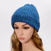 Berretti unisex in misto lana a righe cappelli a cuffia lavorati a maglia per donna uomo inverno caldo berretto da sci grigio blu scuro kaki nero fucsia blu giallo scuro rosso