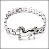 Armreif Edelstahl Pferd Charm Armband für Frauen Dicke Uhrenkette Europa Stil Modeschmuck Großhandel Drop Lieferung Armband DHNH0