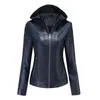 Women's Leather & Faux Autumn Winter Detachable Hooded Jacket British Glen Fashion Plush Warm Six Colors Pu Coat TopWomen's