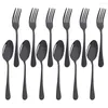 Dijkartikelen sets 12 stks/set diner vork roestvrij staal en lepel set zwart keukengerei kleurrijk veiligheid volwassen flatware