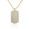 Pendant Necklaces Gold Military Brand Pendant Necklace Crystal Dog Tag Man Necklace Woman Luxurious Sweater Chain Hip Hop Rock Jewelry G230206