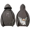 Mens 2023 Hip Hop Streetwear Harajuku Hoodies Pullover Angel God Pocket Sweat à capuche Pocket Cotton Fleece Pullover Grey Hooded Sweet