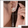 Ear Cuff Angel Wing Lady Stud Pendiente Borlas Cadena Clip de cristal Sier Plateado Aleación Ahuecar Pendientes Adornos Encanto Moda 1 Dhm8C